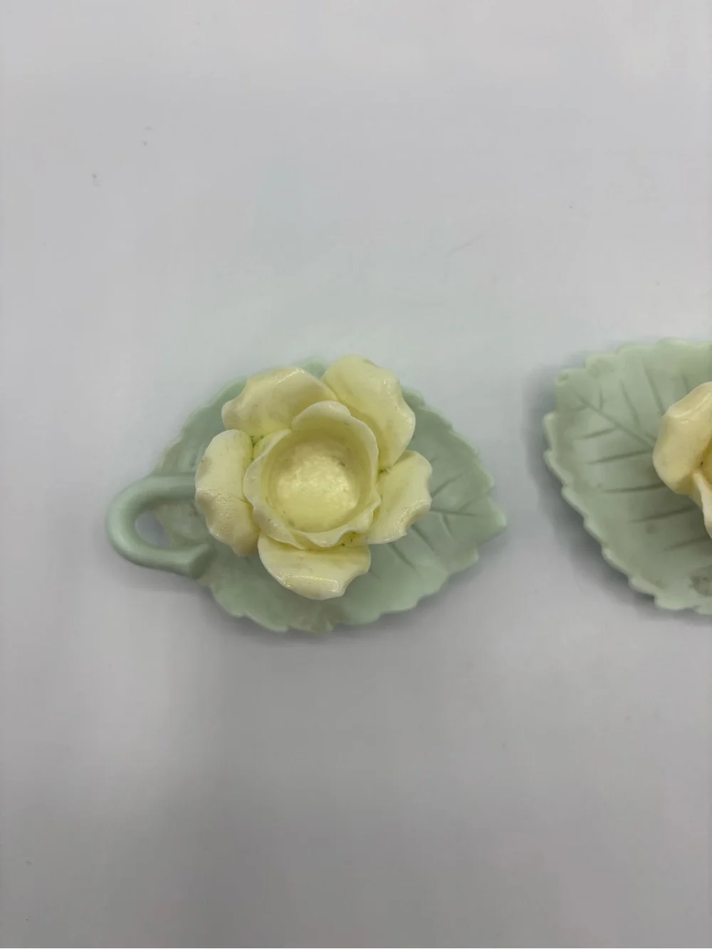 Vintage Mini Rose leaf CANDLE HOLDER Ardalt Japan Set Of Two